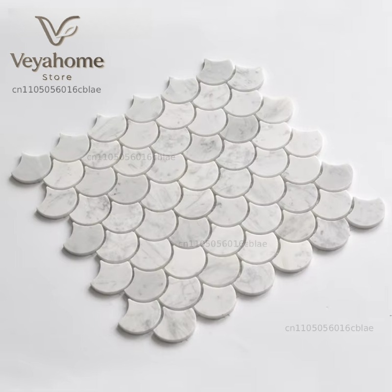 Home Bathroom Scales - Fischschuppen-Marmor-Mosaikfliesen für Bad und Küche -