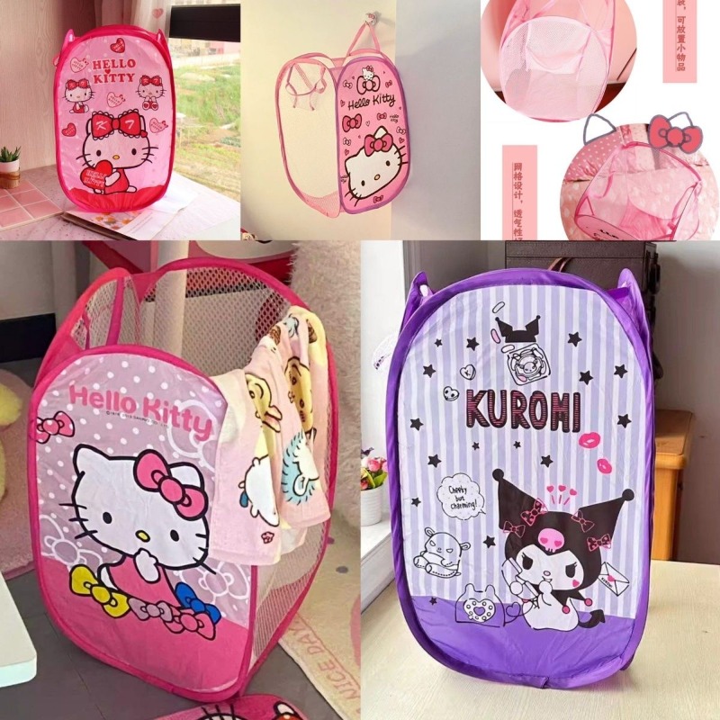 Home Edit Bathroom Storage - Kawaii Cartoon Faltbarer Wäschekorb Niedlicher Gestreifter