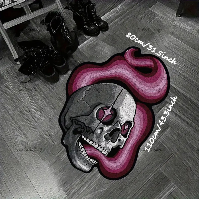 Zara Home Bathroom Mat - VIKAMA Badezimmerteppich im Garbage-Rock-Stil, Skelett-Design, rutschfeste,