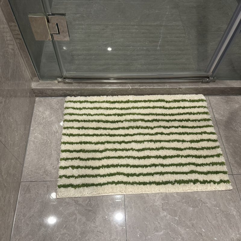 Zara Home Bathroom Mat - VIKAMA minimalistischer gestreifter Badezimmerteppich, rutschfeste Bodenmatte,