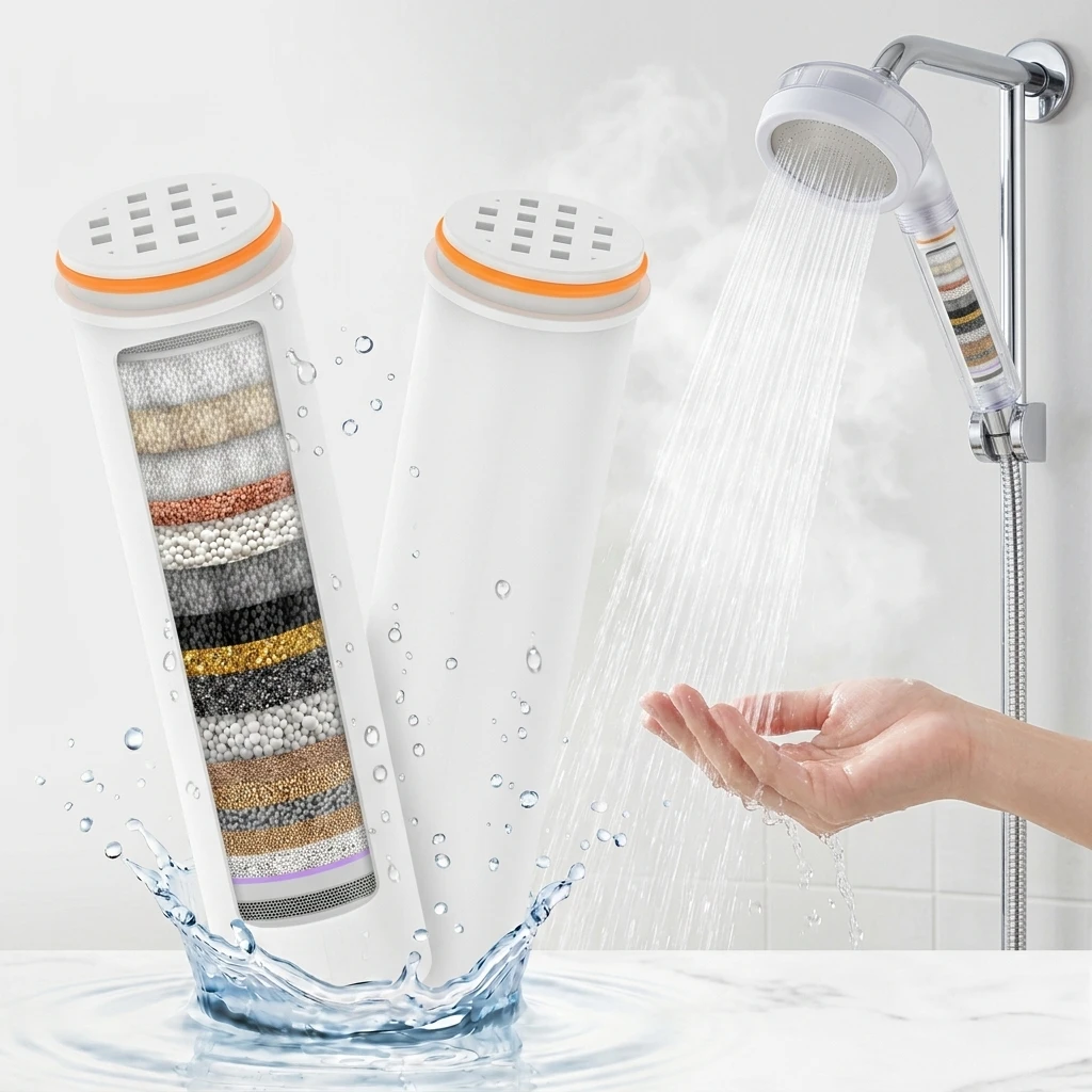 Home Bathroom Water Filter - 2 Stück Duschkopf-Ersatzfilter zur Chlorentfernung Aktivkohlefilter