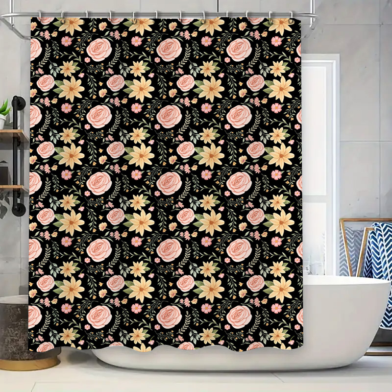 Home Bathroom Remodel - Schwarz-weiß gemusterter Duschvorhang, elegante Badedekoration für