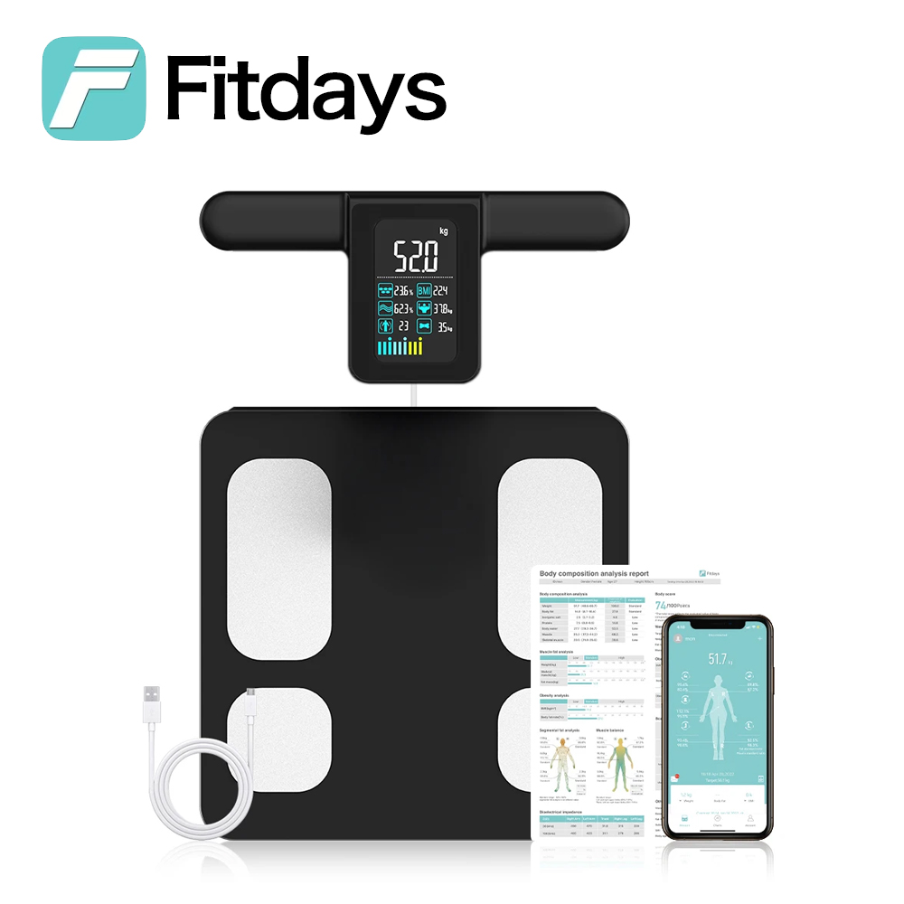 Home Bathroom Scales - Fitdays 8-Elektroden-Körperfettwaage, digitale Badezimmerwaage mit 8