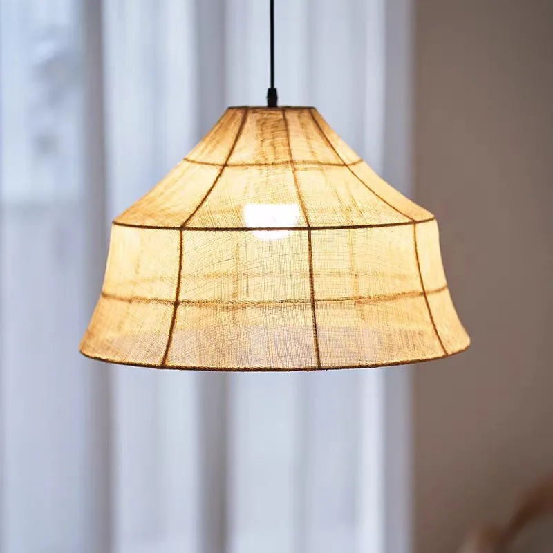 Japanese Home Bathroom Design - Wabi-sabi Japanische LED-Deckenleuchter, Lampen, Design, Vintage-Stoff-Pendelleuchte,
