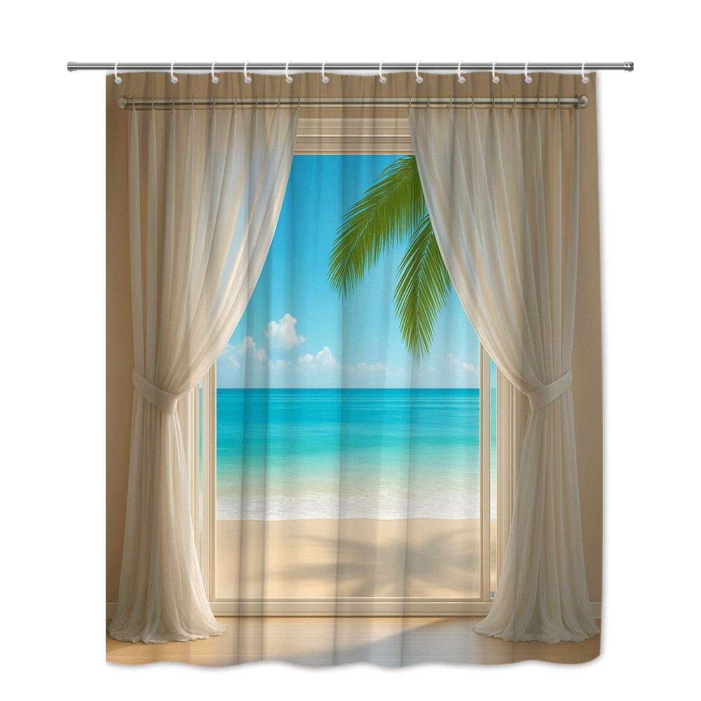 Tropischer Strand-Duschvorhang – Home Bathroom Spa Ideas Bewertung und Preis