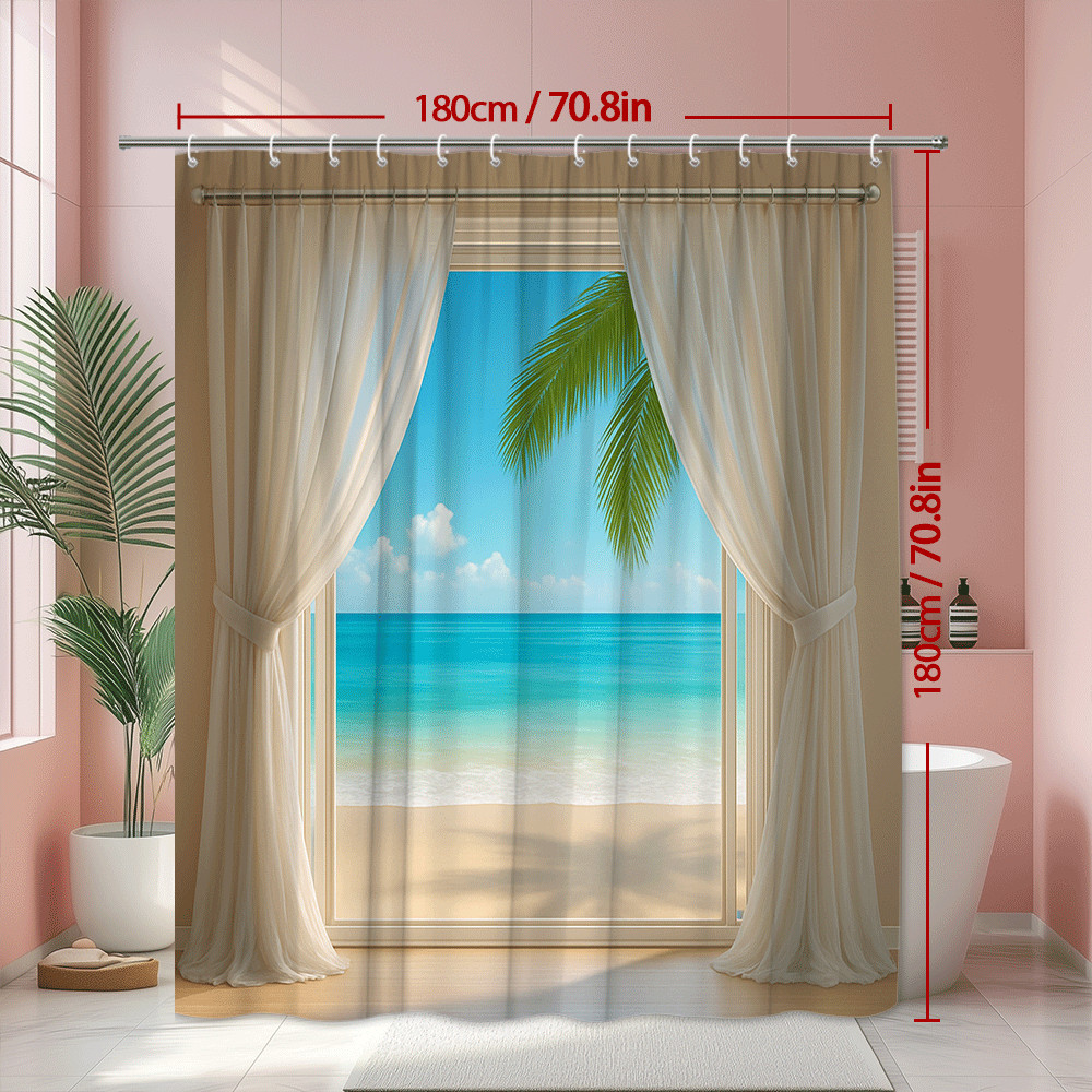 Tropischer Strand-Duschvorhang – Home Bathroom Spa Ideas Bewertung und Preis