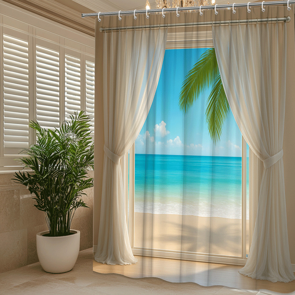 Tropischer Strand-Duschvorhang – Home Bathroom Spa Ideas Bewertung und Preis