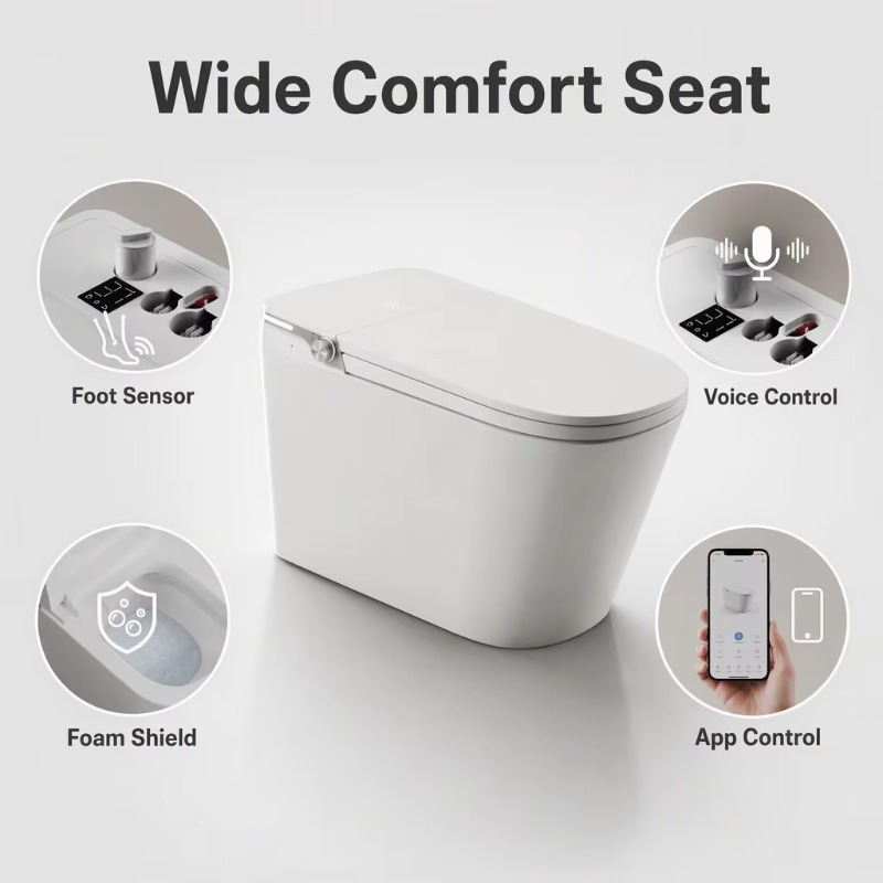 Weißes Smart-WC mit quadratisc – Home And Bathroom Bewertung und Preis