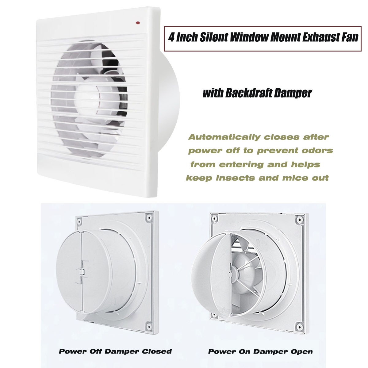 4 Zoll Geräuscharmer Fenster-A – Home Bathroom Vent Bewertung und Preis